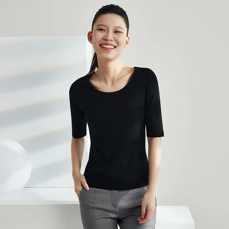 Женские рубашки с круглым вырезом однотонная женская одежда хлопковые футболки