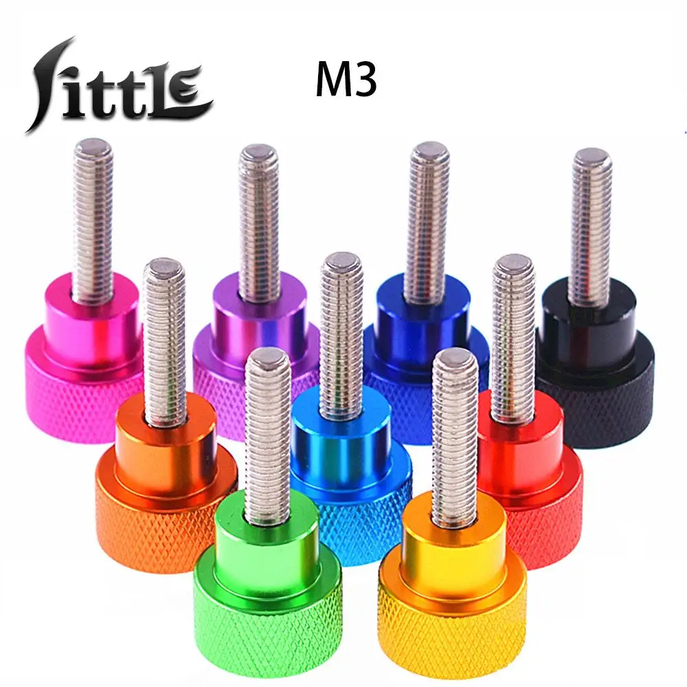 

1pcs M3 6-70mm color aluminum alloy handle screw stainless steel computer case screw high head step knurling adjustment screws