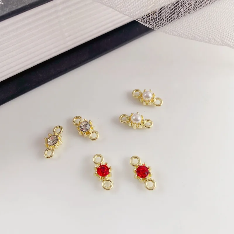

10Pc Alloy Pearl Crystal Decoration Pendant Connectors Bohemia Charm For Hand Made DIY Earrings Jewelry Making Found Accessories