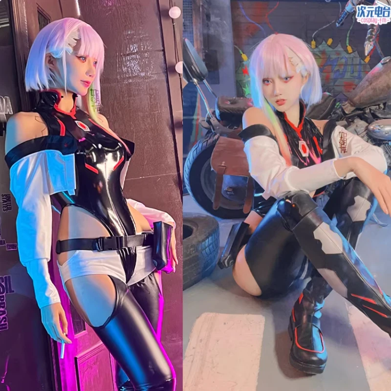 Фото Новинка 2026 года, наряд для ролевых игр, костюм для косплея Cyberpunk Edge Runner, полный комплект, кожаный комбинезон с париком, наряд на Хэллоуин №4