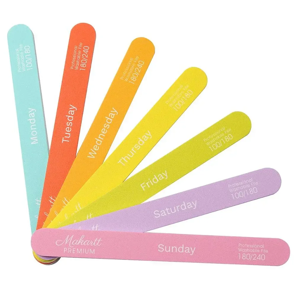 

NEW2023 Nail Files Set 7PCS Pastel Nail Buffer File 100 /180 240 Grit Emery Boards for Poly Nail Extension Gel Acrylic Nails