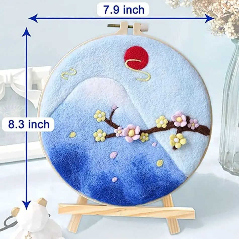 

GATYZTORY DIY Wool Felting Painting With Embroidery Frame 20x20cm Landscape Needle Wool Painting Handiwork Home Decor Gift