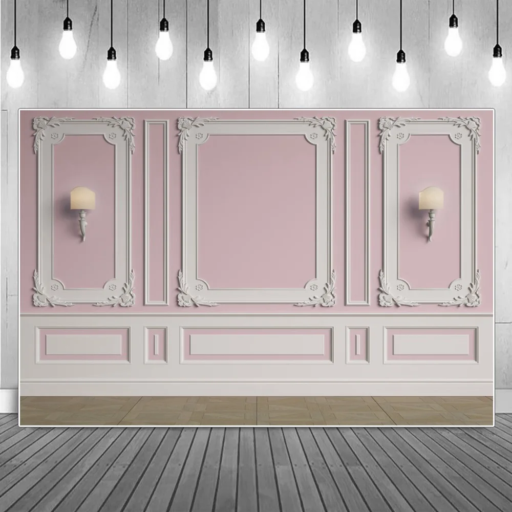 

Фон для детской фотосъемки с изображением розовой внутренней стены дня рождения