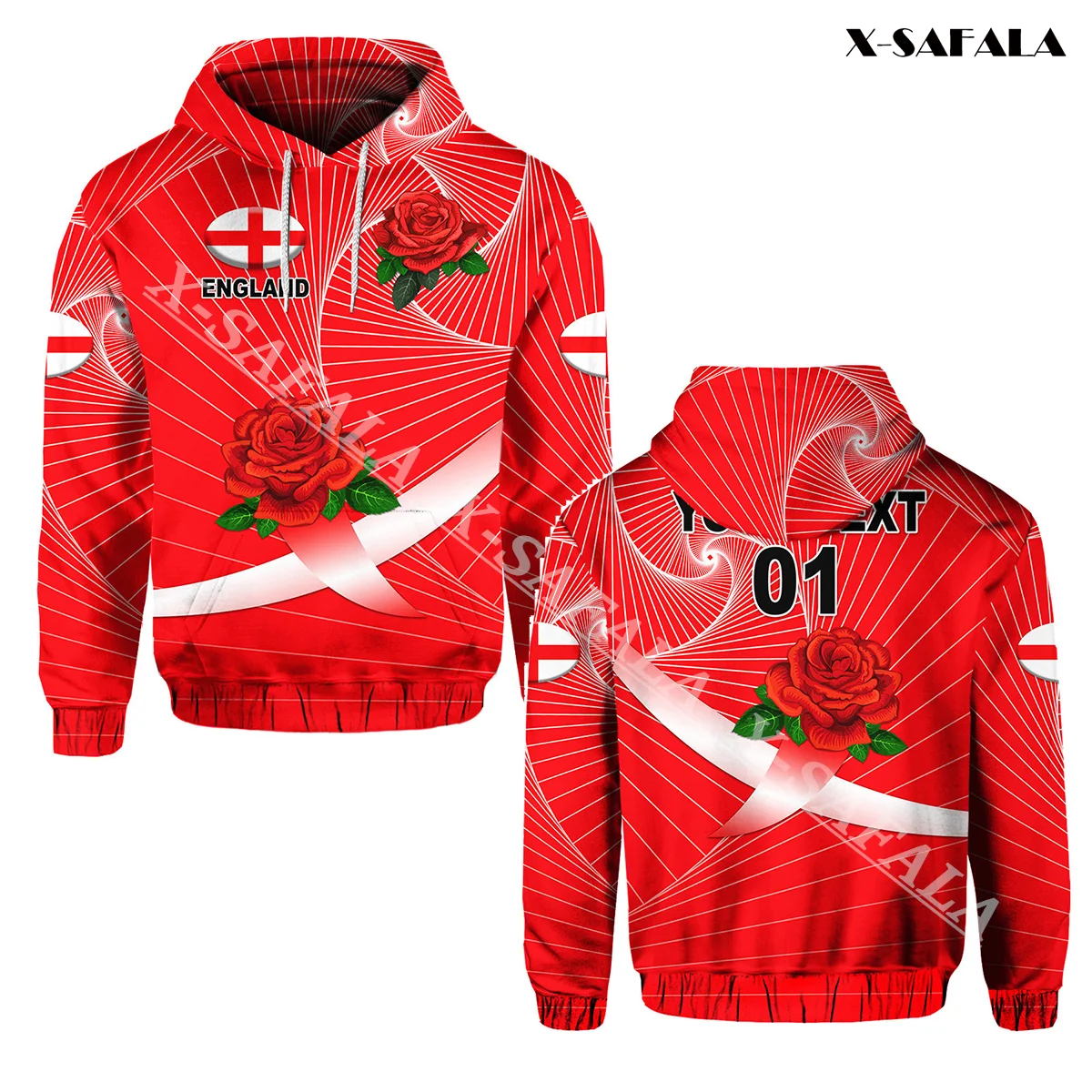

Custom Text England Rose Rugby Sporty Style 3D Print Zipper Hoodie Men Pullover Sweatshirt Hooded Jersey Tracksuits Outwear Coat