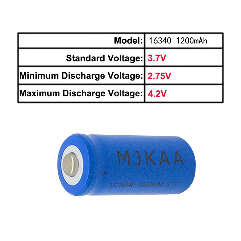 

16340 16pcs Quality Goods 16340 3.7V 1200mAh Li-ion Rechargeable Battery CR123A Lithium ion Batteries for Flashlight Laser