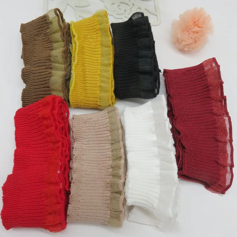 

Organza Ruffle Rib Knit Fabric Colorful Cotton Knitted DIY Elastic Neckline Collar Cuffs Hem Bottom Clothes Lace Accessories