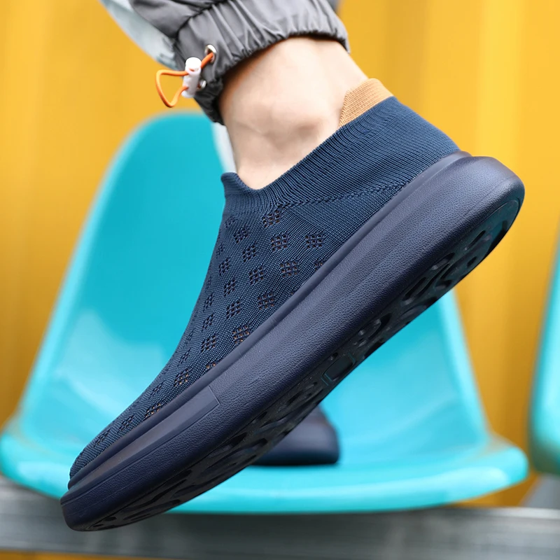 SALUDAS Men Running Shoes Comfortable Fashion Non Slip Blade Sneakers Work Tennis Slip-On Sneakers Walking Sport Athletic Shoes