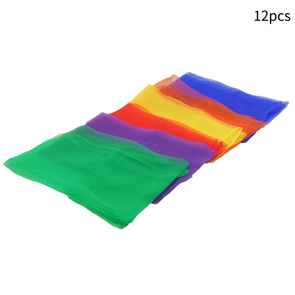 

12pcs/set Accessories Decorative Kids Children Outdoor Game Props Juggling Square Scarf Stage Performance Gift Dance Silk Toy
