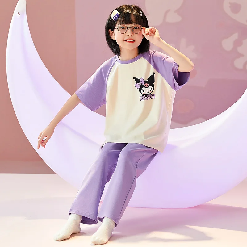 

Sanrio Kawaii Anime Kuromi Household Clothes Cute Cartoon Girly Heart Cinnamoroll Comfortable Pajama Set Toys for Girls