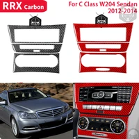 rrx for mercedes benz w204 2012 2014 interiors carbon fiber radio cd ac panel button frame cover trim stickers car accessories
