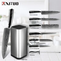 xituo kitchen knife set laser damascus pattern very sharp japanese chef santoku knife meat cleaver slicing utility paring knife