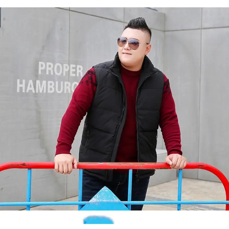 2023 New Trendy Men's Down Vest Oversized Hatless Collar Minimalist Color Matching Tank Top Loose 10XL Warm Autumn and Winter