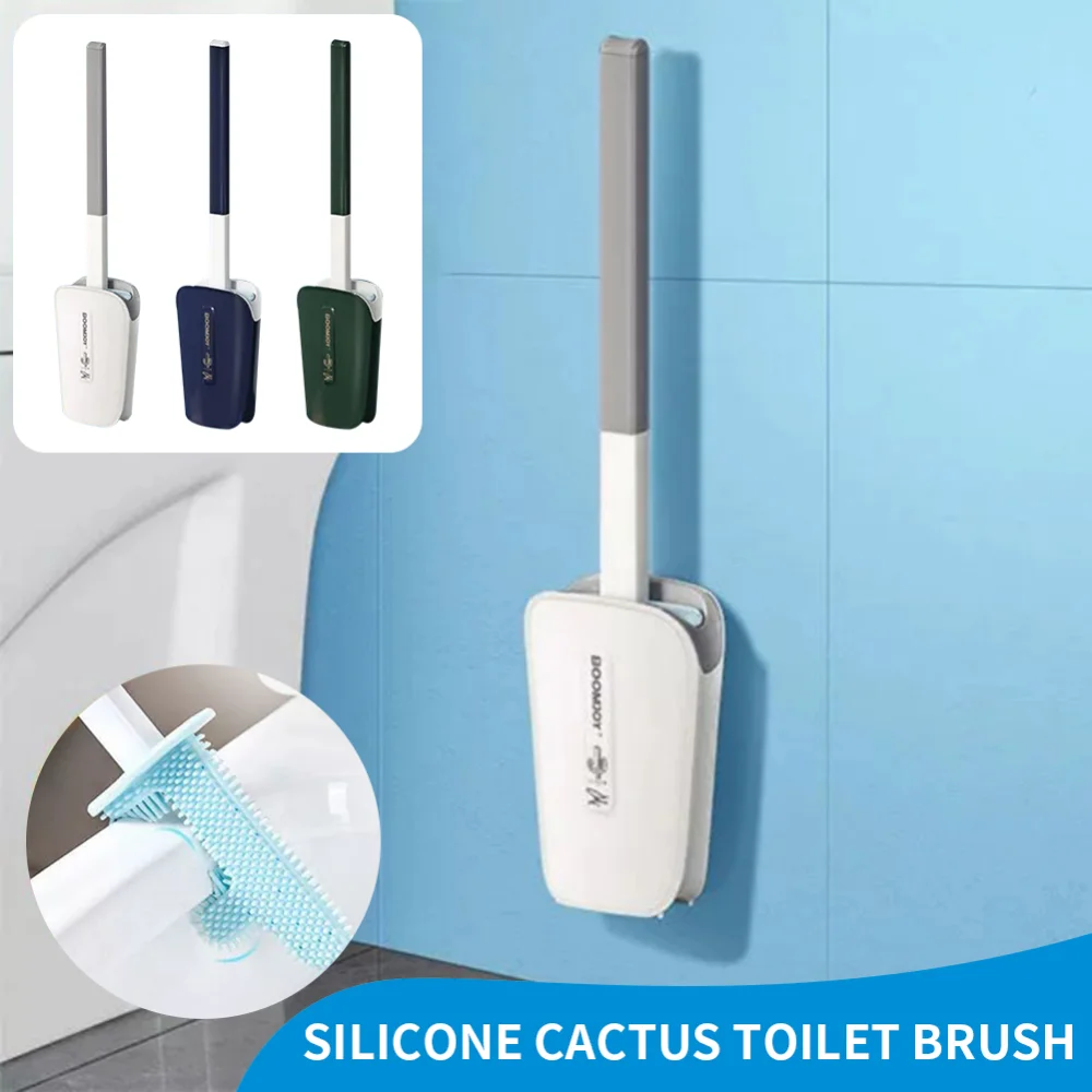 

Новая силиконовая щетка для унитаза без мертвых углов, щетка для унитаза С КАКТУСОМ и основанием, мягкая силиконовая щетка для унитаза, ручк...