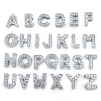 26 letters shoe charms crystal diamond decoration shoe buckles accessories fit crocs badges bands wristband kids party gifts