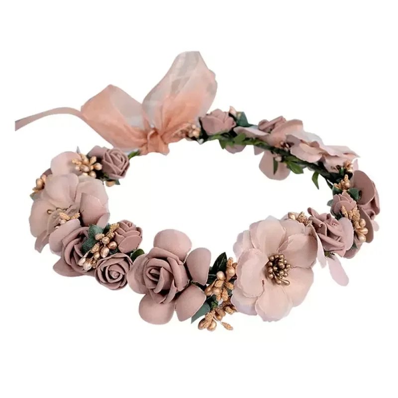 

1 Pcs Hair Hoop Trendy Flower Headdress Bridal Flower Crown Headpieces Boho Garland Floral Hairband Wholesale Dropshipping