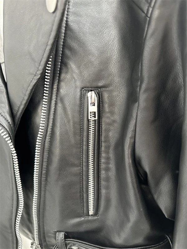 2024 RARF женская кожаная куртка с поясом короткое пальто пониженной молнией и