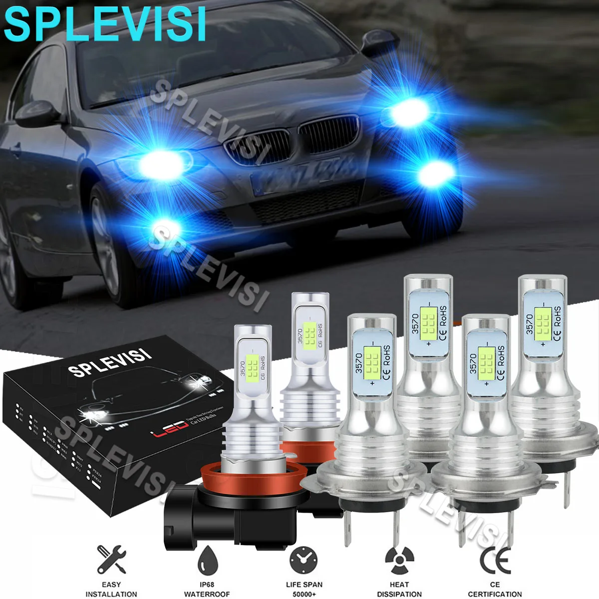 

LED Ice Blue Headlight Fog Light Bulbs Fit For BMW 328xi 335xi 2007 2008 BMW X3 2011-2014 BMW X1 2012-2018 320i 330i 340i