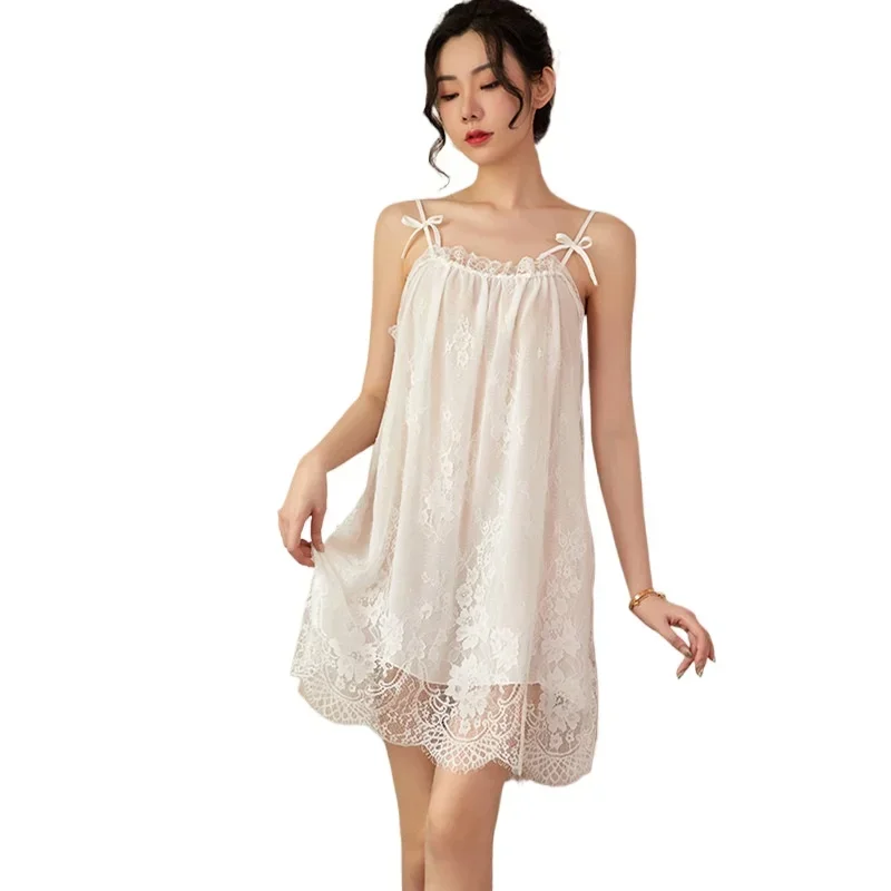 Сексуальное кружевное платье для сна с открытой спиной женское пижамное