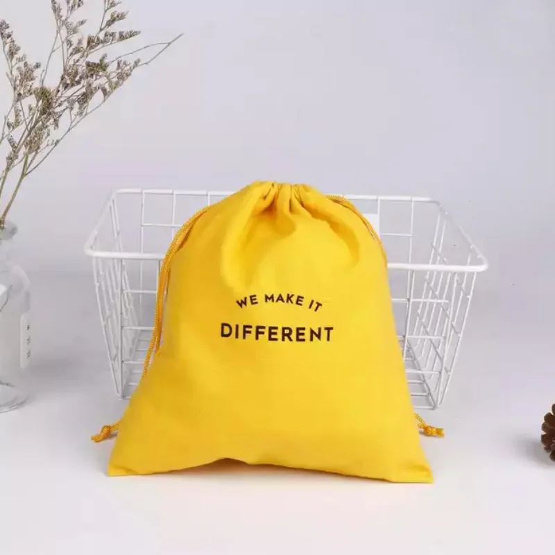 

Yellow Cotton Gift Bags Hair Makeup Jewelry Muslin Packaging Pouches Storage Sack
