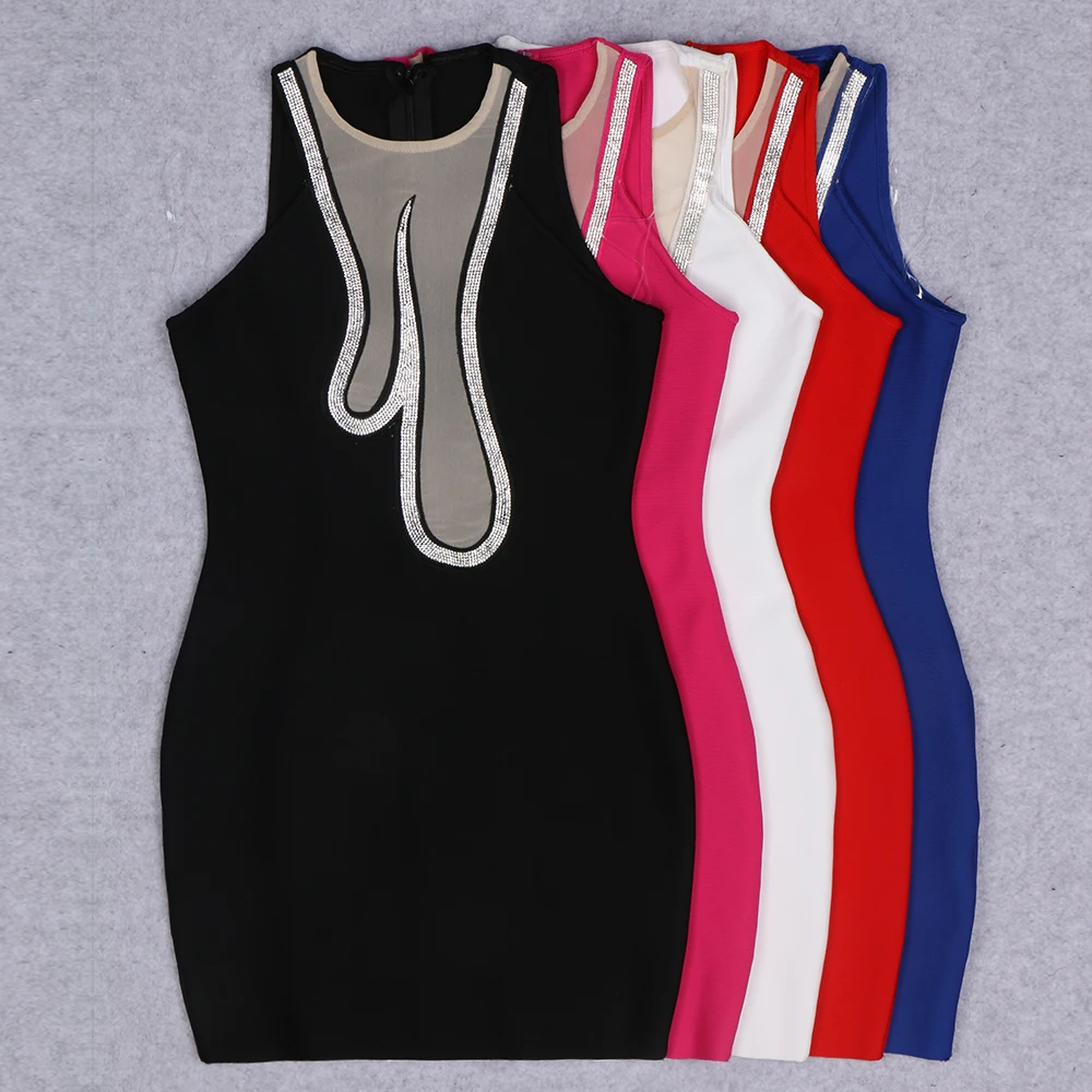 

2022 New Summer Women Sleeveless Sexy Bodycon Mini Dress Rayon Bandage Fashion Nightclub Party Celebrate Costume High Quality