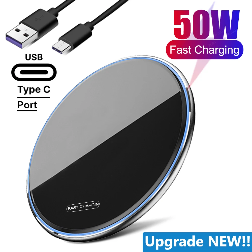

50W Wireless Charger Pad for iPhone 14 13 12 11 Pro Max X Samsung S22 S21 Xiaomi Phone Chargers Induction Fast Charging Station