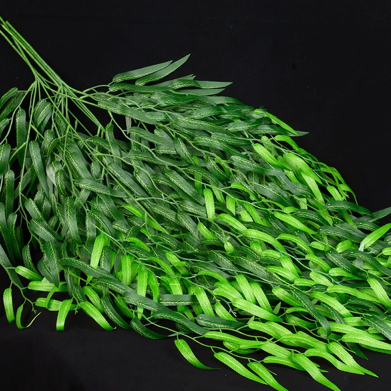 

Imitation Willow Bamboo Leaf Wall Hanging Silk Cloth Green Plant Home Shop Party Wedding Decoration Landscaping Arrangement Flow