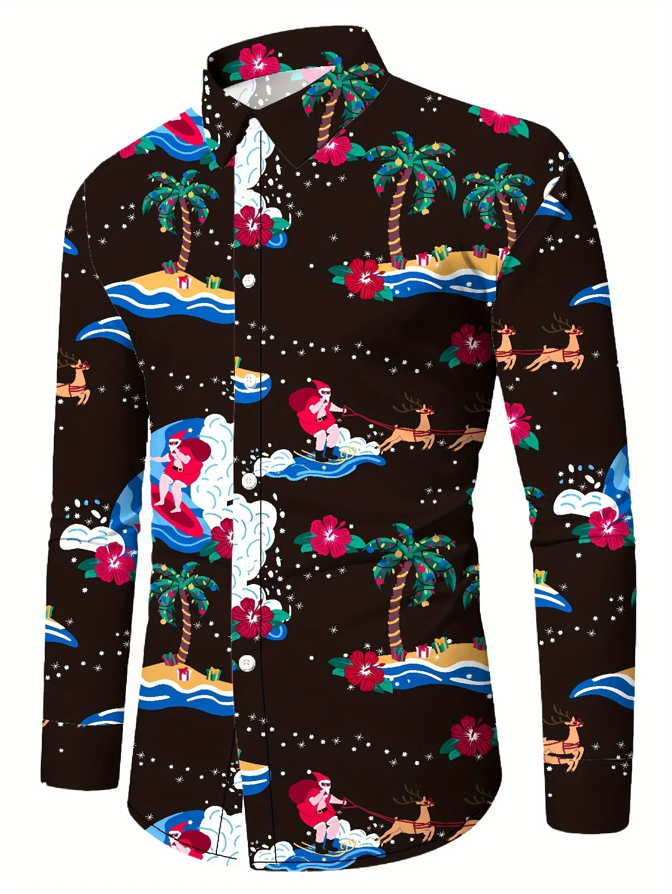 Мужская рубашка с 3D принтом Санта-Клауса