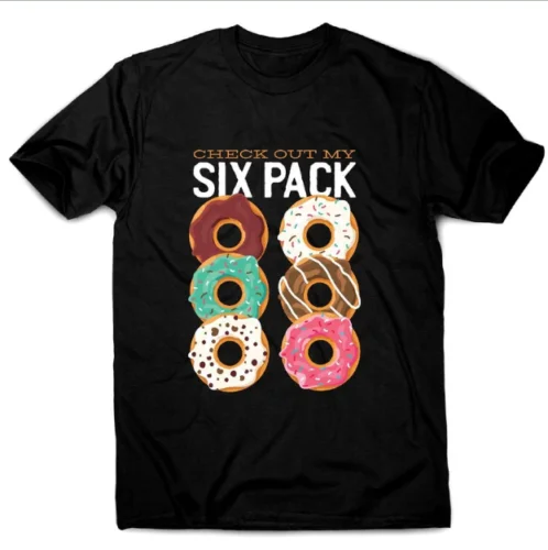 

Donut Six Pack T-shirt Funny Workout Shirt Gym Fitness Tee Donut T-shirt