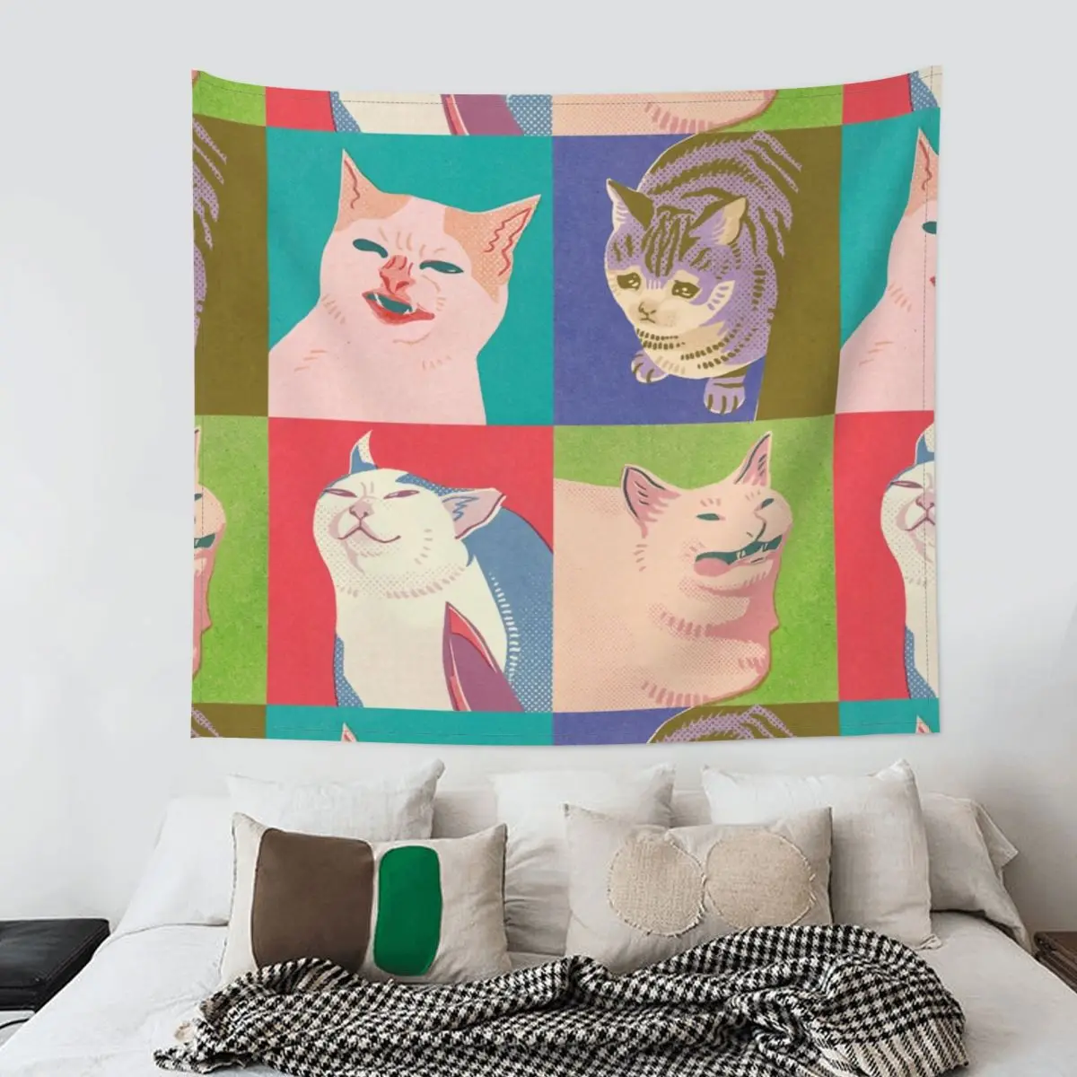 

Настенный гобелен с четырьмя котами апокалипсиса, подвесные большие гобелены из полиэстера, декоративная настенная ткань с животными