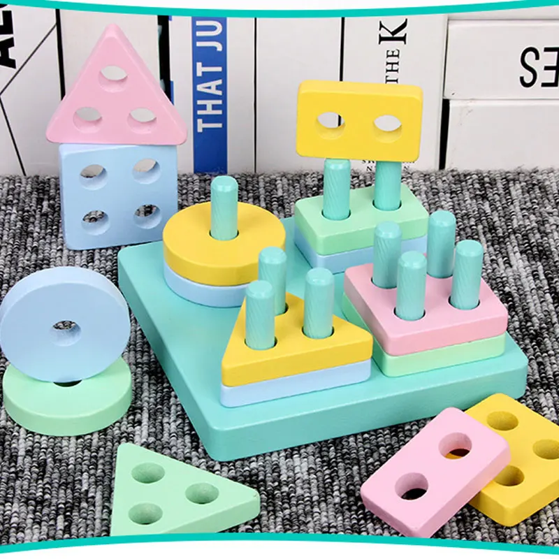 

Educational Toy For Children Montessori Puzzle Learning Colorful Wooden Toys Building Blocks Childhood Enlightenment Kids Gift