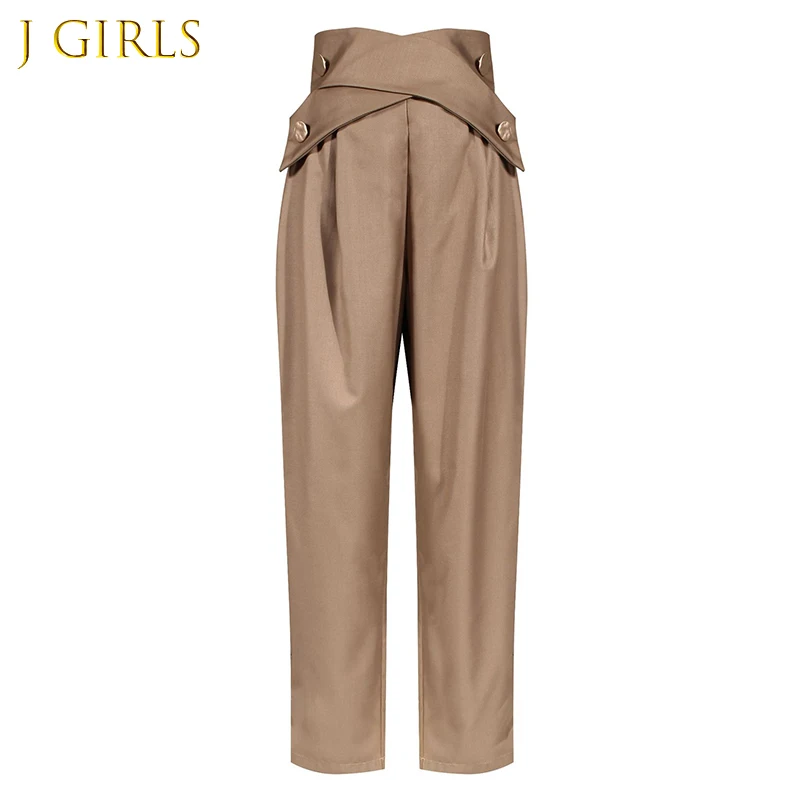 

Straight Pant For Women High Waist Cross Lace Up Casual Full Length Loose Wide Leg Trousers Female 2020 Autumn Clothing
