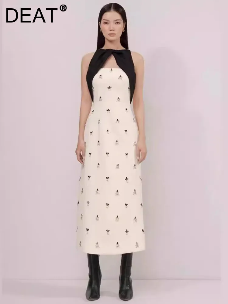 Женское вечернее платье с вышивкой DEAT облегающее ажурное контрастных цветов