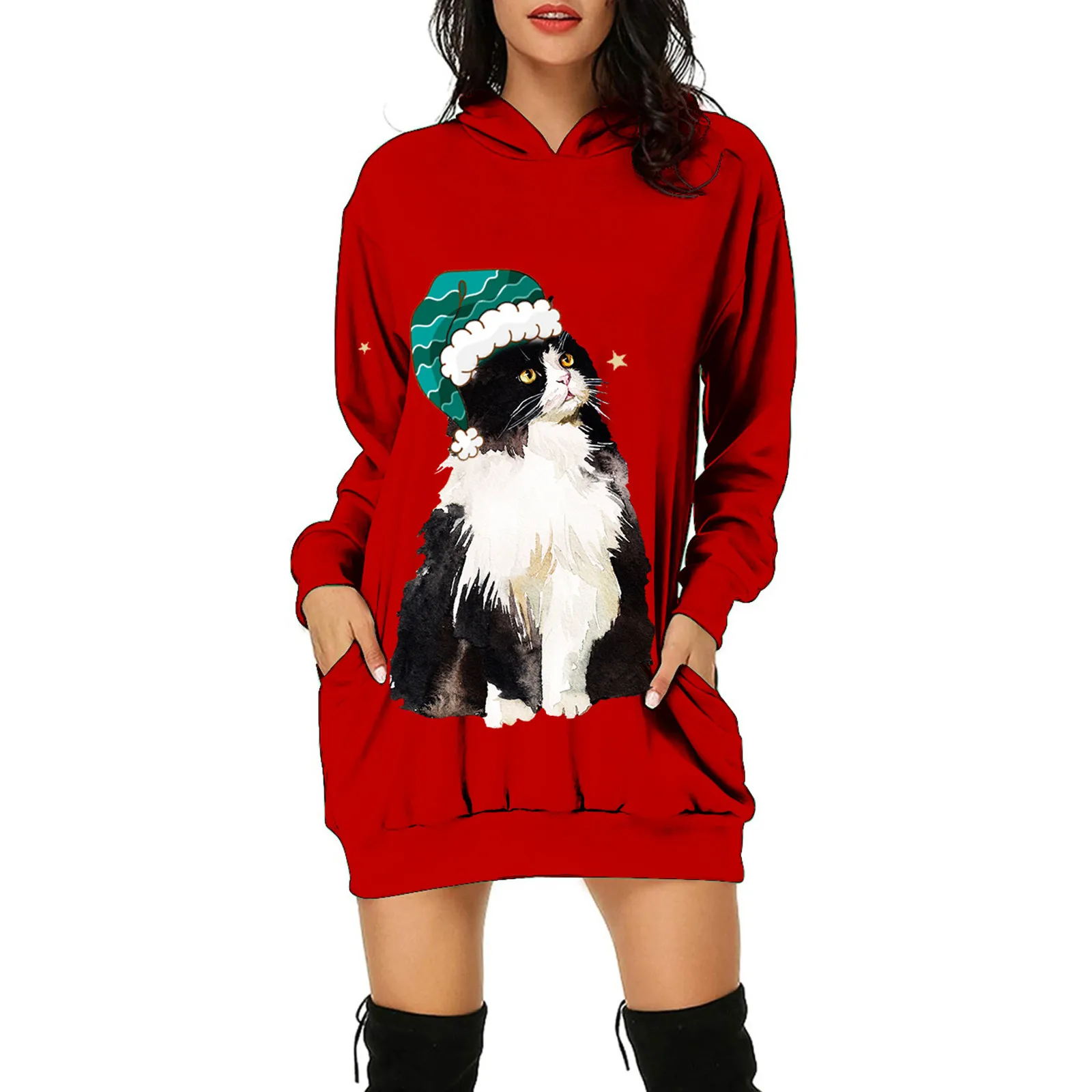 

Merry Christmas Dress 2023 Autumn Women's Long Dress Sexy Printed Casual Christmas Sleeve Women's Dress vestidos de mujer