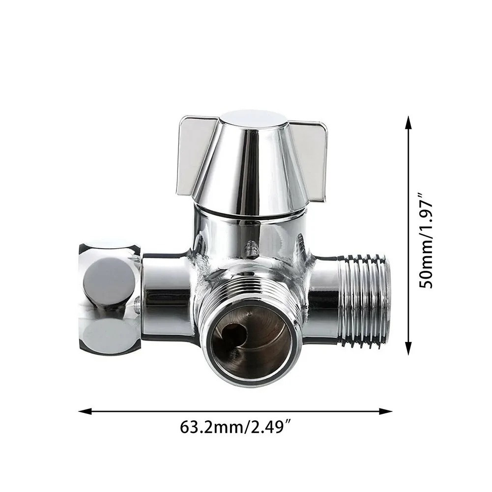 

1*Valve Shower Hose Splitter Three-way Connector Shower Head Faucet Hose Diverter T Adapter Shower Hose Tap Splitter
