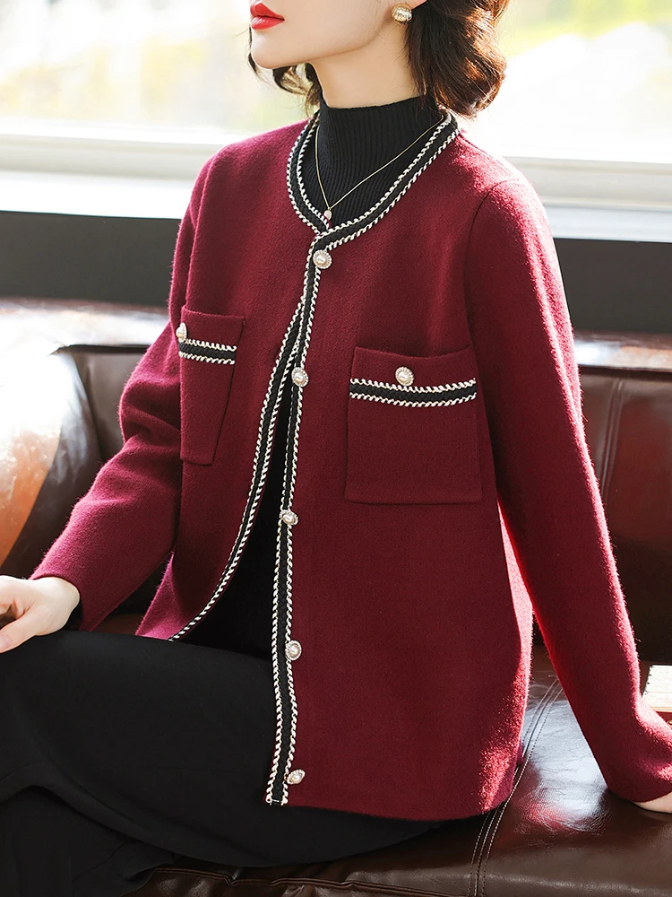 Mom Autumn clothes Graceful Outerwear Mother-in-Law Wedding Dress Usually Wearable Middle-Aged and Elderly Knit cardigan Wome...