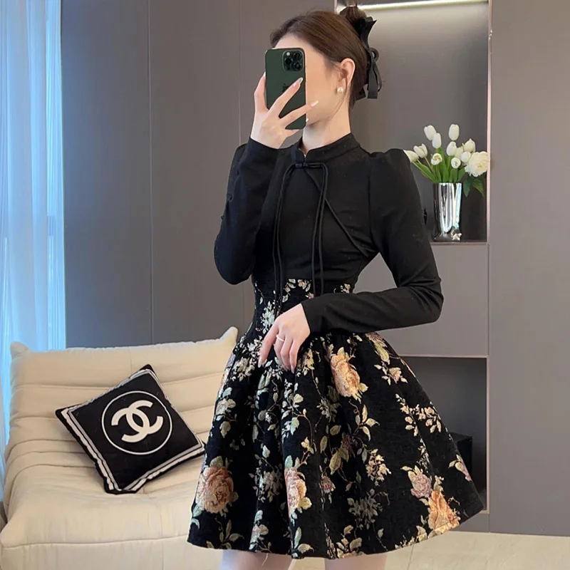 Новое ретро-платье в стиле французской Хепберн Коллекция весна-осень короткая