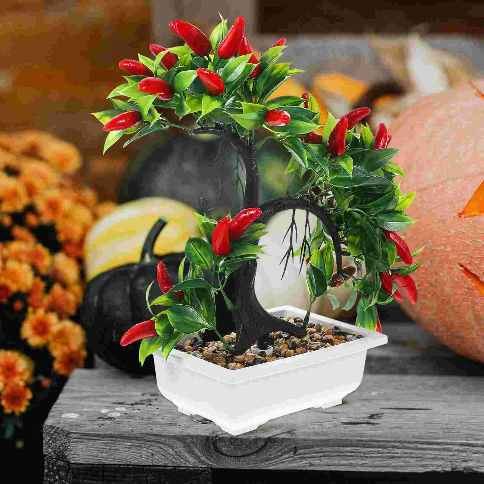

Artificial Chili Lifelike Fake Chili Faux Plants Artificial Ornament for Office Home