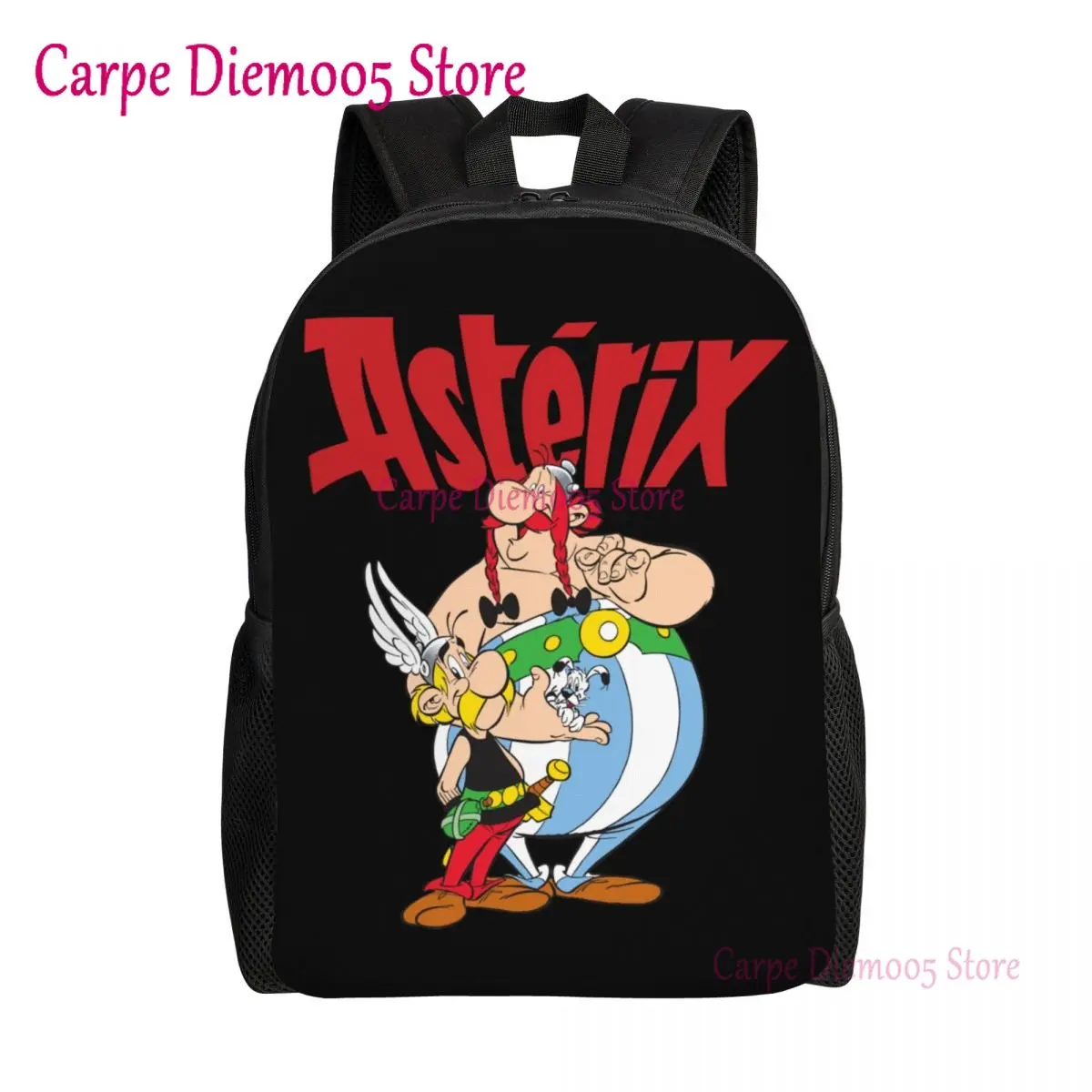 

Personalized Asterixs With Idefix Backpack Men Women Basic Bookbag for School College Obelixs Manga Bags