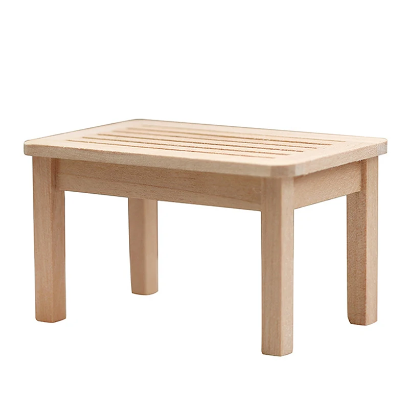 

1pc 1/12 Doll House Handmade Vintage Retro Wood Table Study Desk Modern Furniture Model Life Scene Accessory Toys