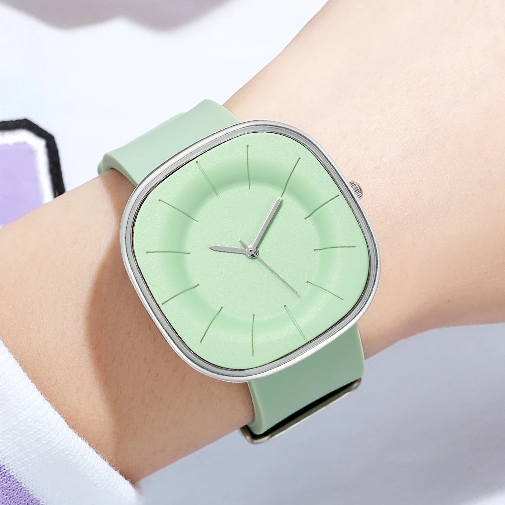 GEDI Fashion Minimalist Square Ladies Quartz Watches Simple 38mm Big Dial Silicone Strap Waterproof Sport Watch for Women Girls