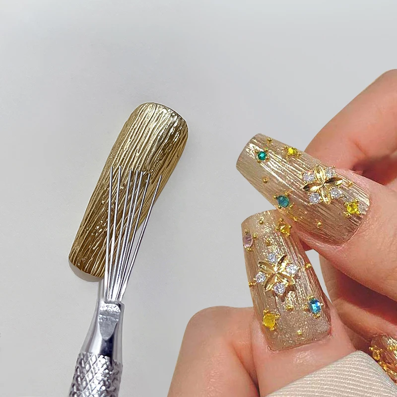 7 Pin Stripe Steel Nail Brush Liner Ultra-thin Line Drawing Pen Manicure Wood UV Gel Brushes 3D Tips Painting Tools