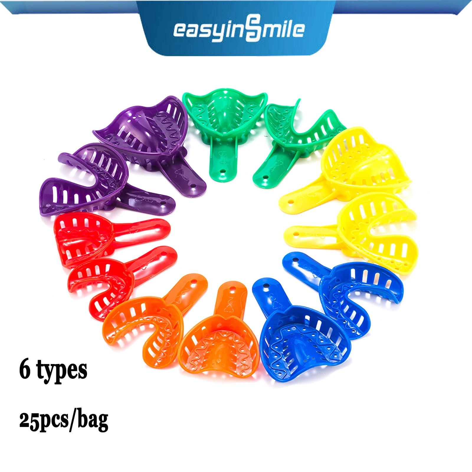 

25pcs/Bag Dental Impression Trays Orthodontic Perforated Plastic Disposable S/M/L for Adult Child