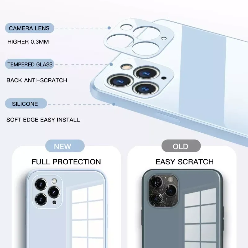 

Factory Direct Selling For iPhone X XS MAX XR 7 8 Plus Tempered Glass Phone Case For iPhone 13 11 12Pro Max Case Anti-knock Baby