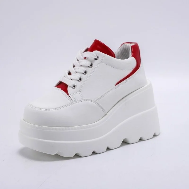 

Women's Wedge Shoes 2022 New High Top Round Toe Ladies Comfy Lace Up Platform Shoes Large-Sized Female Casual Loafer