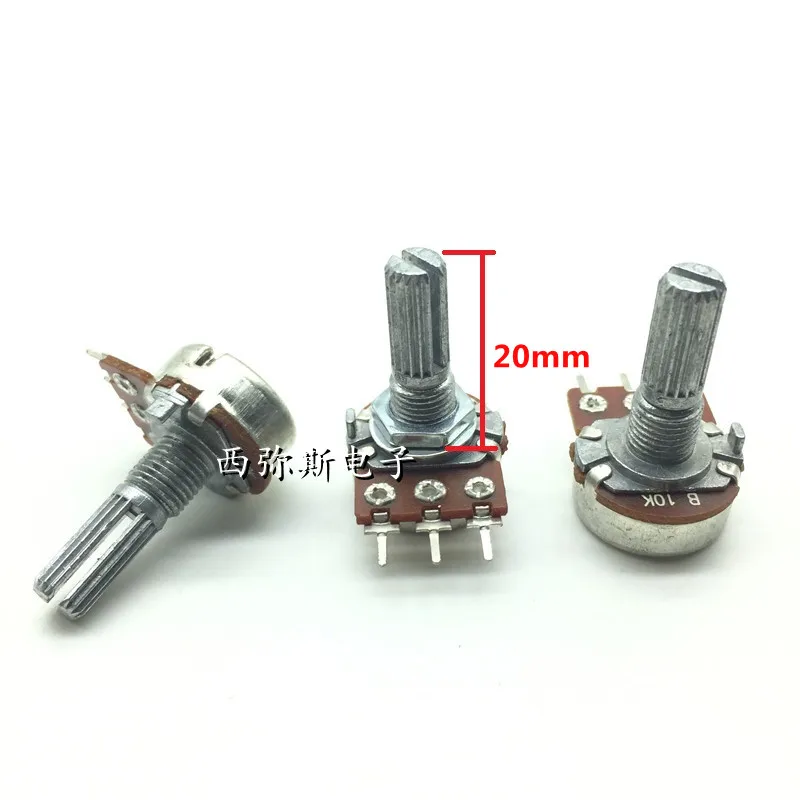 

1pcs，Single loop carbon film potentiometer，RK16 WH148，B1K 5K 10K 20K 50K 100K 1M，Rachis 20 mm in length
