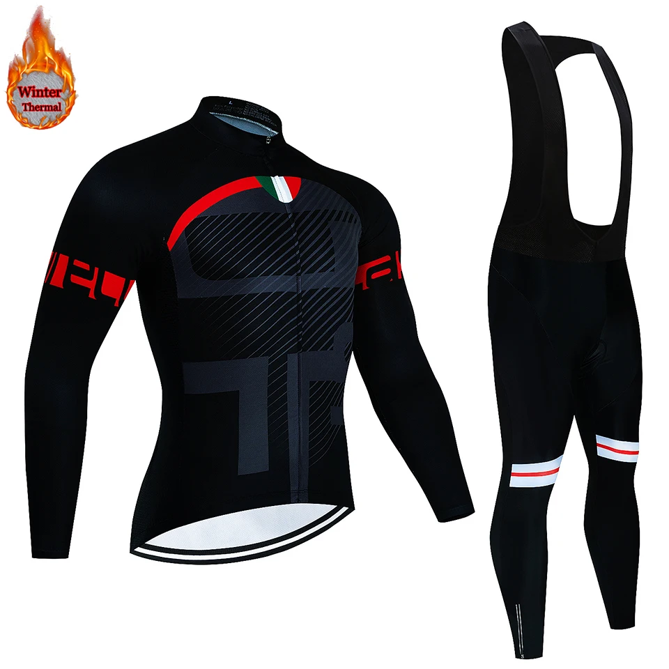 

2023 New Winter Cycling Clothing Men's Long Sleeves Cycling Jersey Set Thermal Fleece Mountain Bike Jersey Set Warm Bicycle Suit