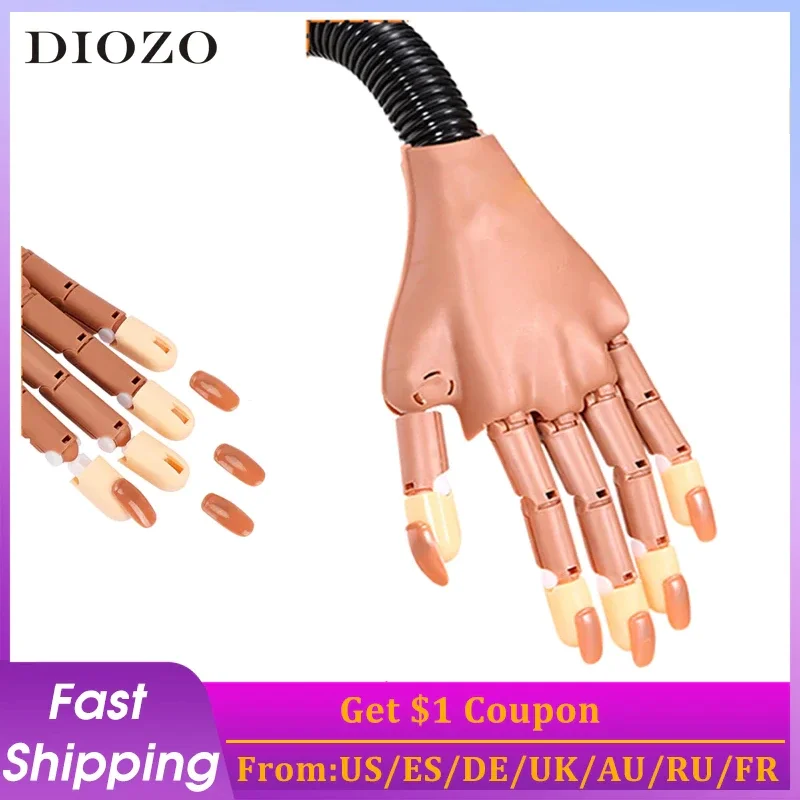 

Nail Art Hands Professional Practice Hand 100Pcs Nail Tips Adjustable Plastic Practice Model DIY Manicure Tool Flexible Soft