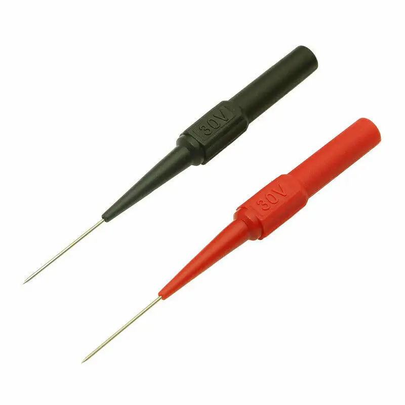 

2pcs Insulation Piercing Needle Non-destructive Multimeter Test Probes Red/Black 30V-60V For Banana Plug