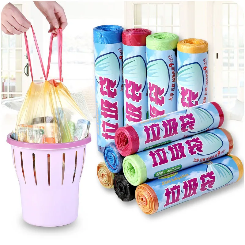 

2/4pcs Drawstring Garbage Bag Household Large Color Portable Automatic Closing Thickened Black Drawstring Daily Necessities