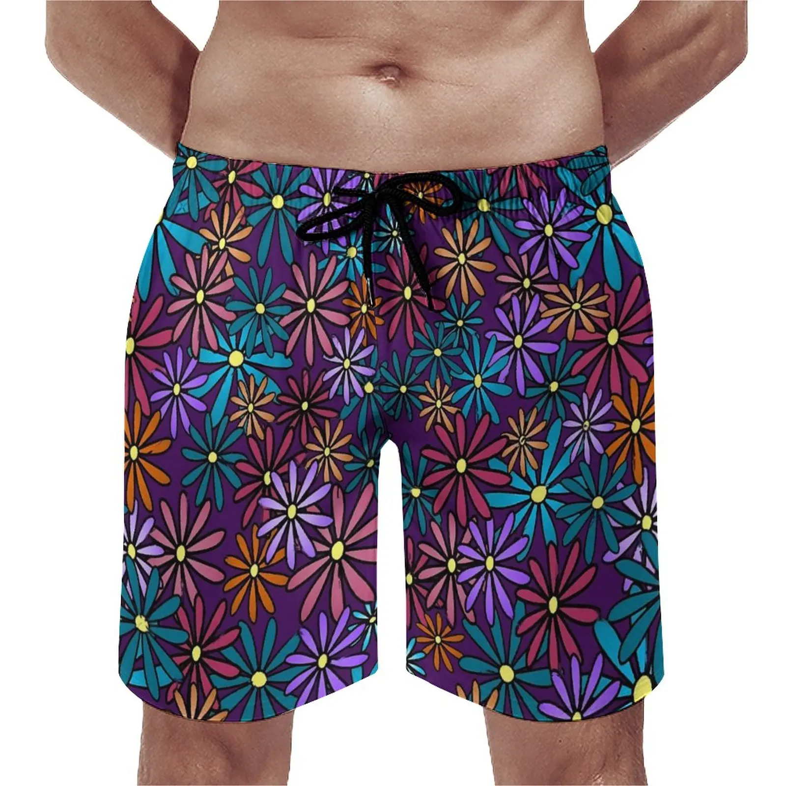 

Ditsy Floral Board Shorts Summer Flower Print Hawaii Beach Short Pants Men's Sports Fitness Quick Dry Custom Swim Trunks